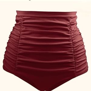 Tempt Me Women's High Waisted Swimsuit Bottom Tummy Control Ruched Bikini Bottom